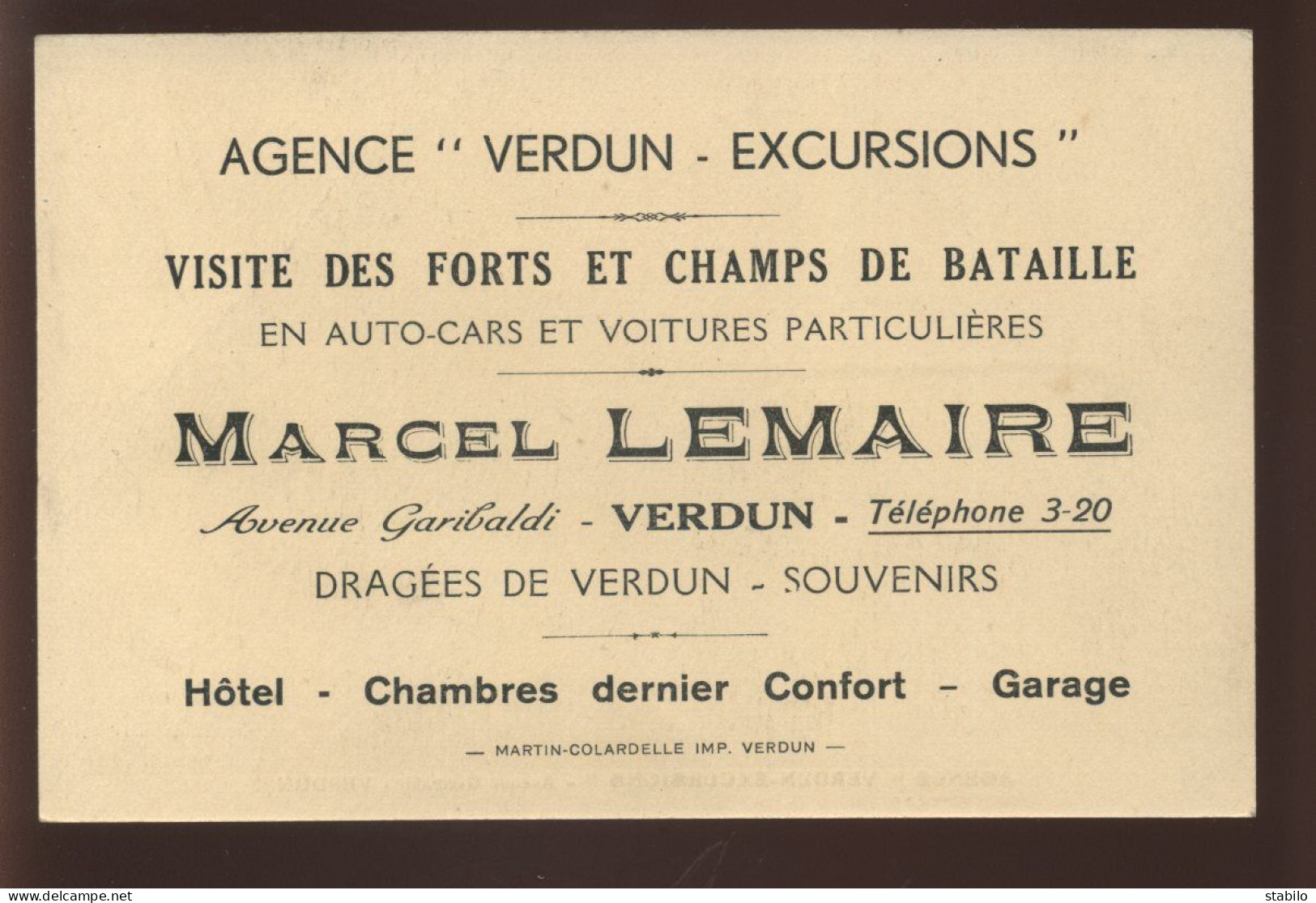 55 - VERDUN - AGENCE "VERDUN-EXCURSIONS" AVENUE GARIBALDI - EDITEUR MARTIN-COLARDELLE - Verdun