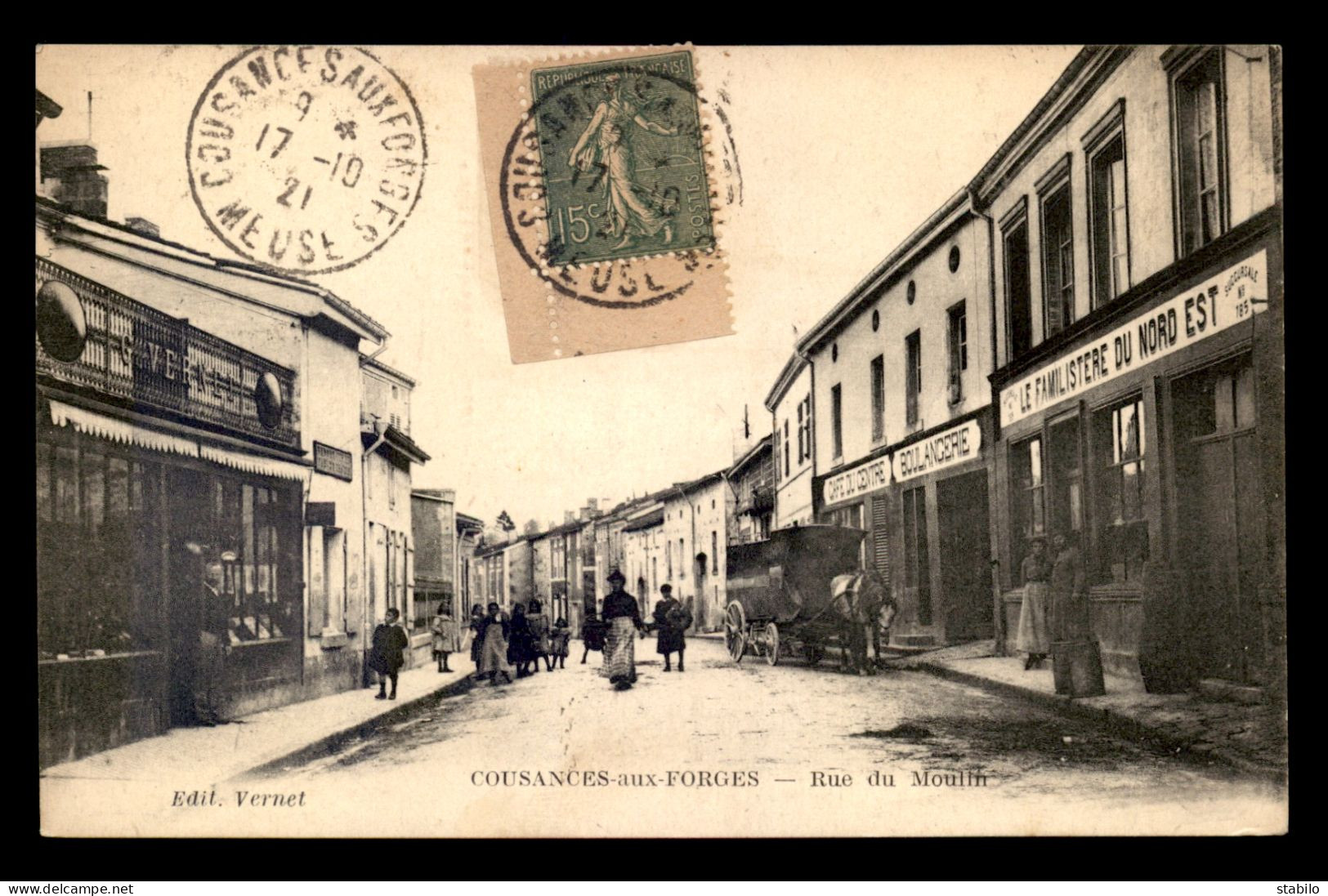 55 - COUSANCES-AUX-FORGES - RUE DU MOULIN - FAMILISTERE N°185 - CAFE DU CENTRE - BOULANGERIE - MAGASIN VERNET,  EDITEUR - Autres & Non Classés