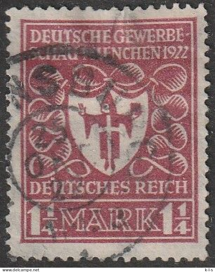 Deut. Reich: 1922, Mi. Nr. 199 C, 1 1/4 Mk. Deutsche Gewerbeschau, München   Gestpl./used - Gebraucht