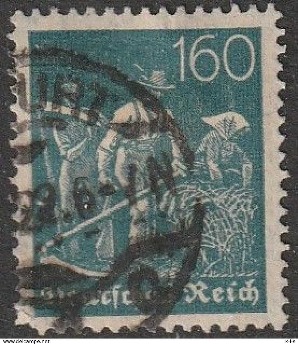 Deut. Reich: 1921, Mi. Nr. 170,  Freimarke: 160 Pfg. Schnitter.  Gestpl./used - Gebraucht
