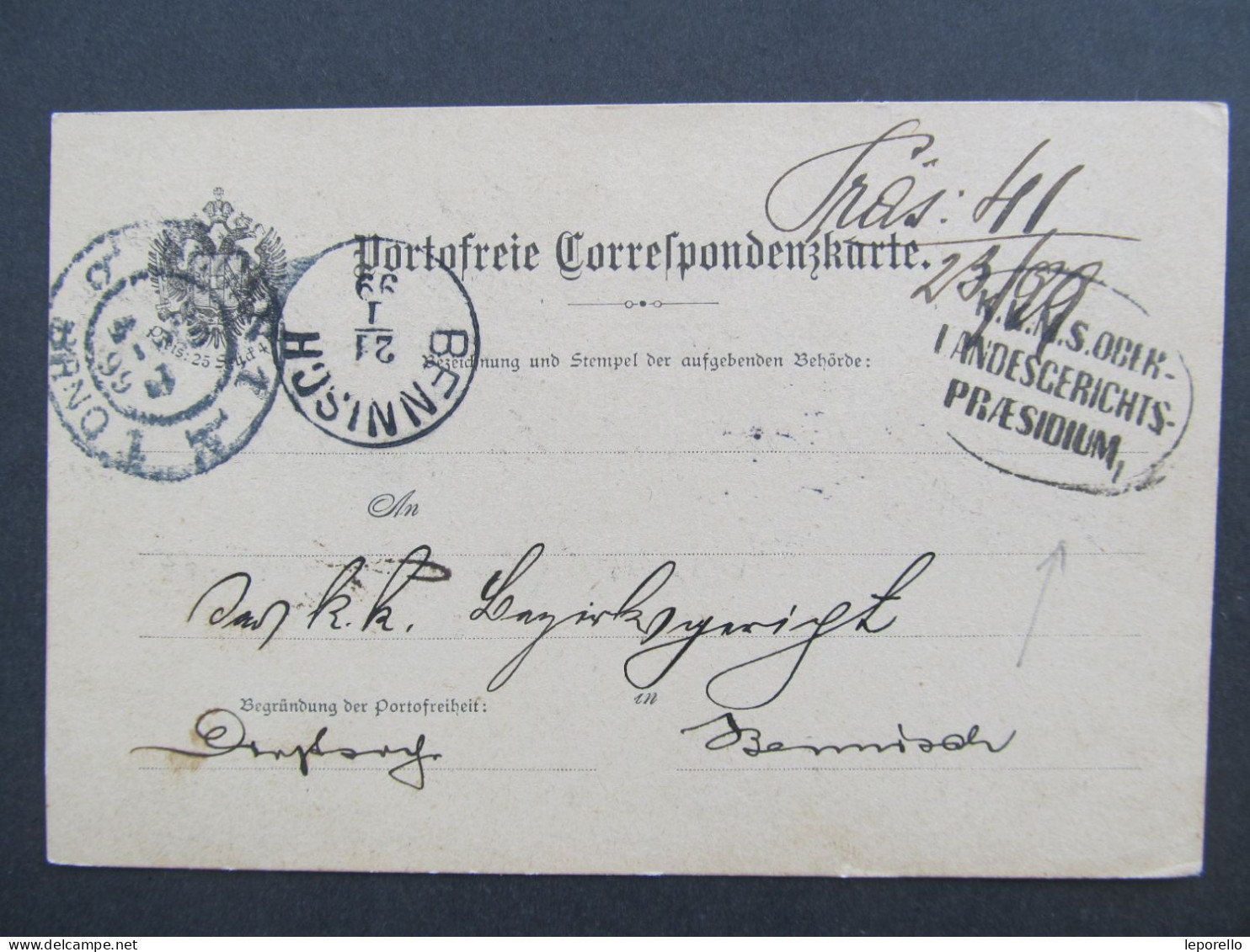 KARTE Brno - Bennisch Horní Benešov 1899 Portofrei // Aa0128 - Briefe U. Dokumente