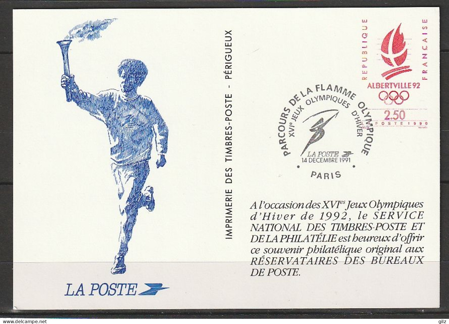 Pseudo-entiers Officiels(Jeux Olympiques Albertville 1992 ) *FRANCE* - Covers & Documents