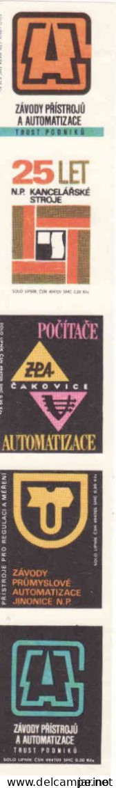 Czech Republic, 5 X Matchbox Labels, 25 Years Office Machines, Computers ZPA Čakovice, ... - Matchbox Labels