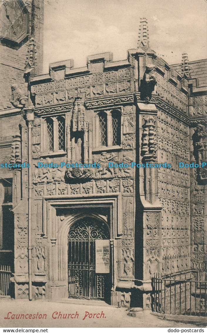 R000254 Launceston Church Porch. Frith. 1909 - Monde