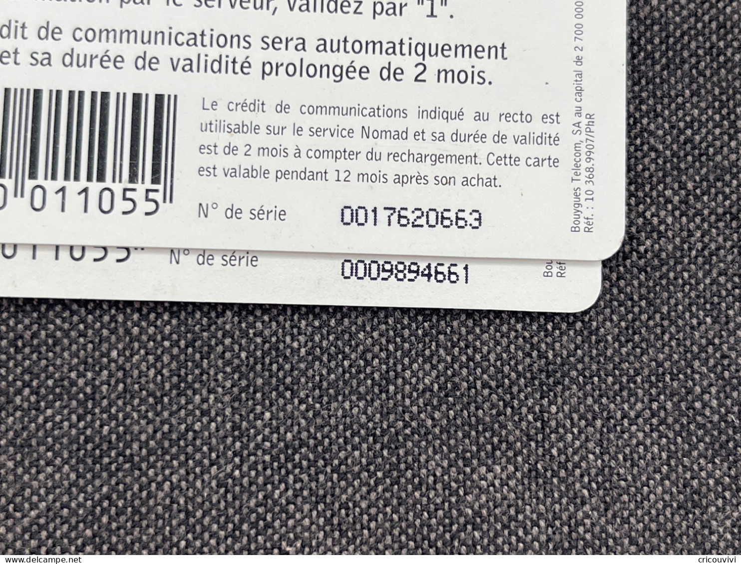 Nomad / Bouygues Pu2a - Cellphone Cards (refills)