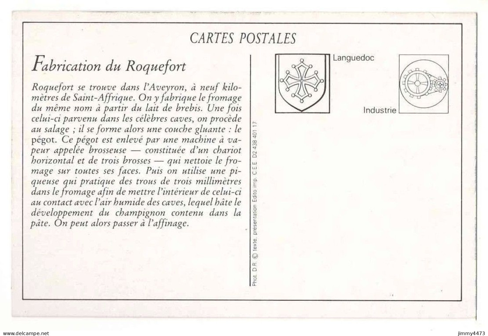 CPA (Repro) ROQUEFORT - Fabrication Du Roquefort - Piqueuses Et Brosseuses + Texte Au Dos - Phot. D.R. - Industrie