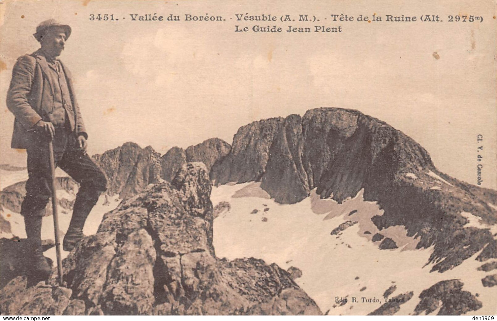 VESUBIE (Alpes-Maritimes) - Vésuble - Le Guide Jean Plent - Vallée Du Boréon - Tête De La Ruine - Voyagé 1926 (2 Scans) - Saint-Martin-Vésubie