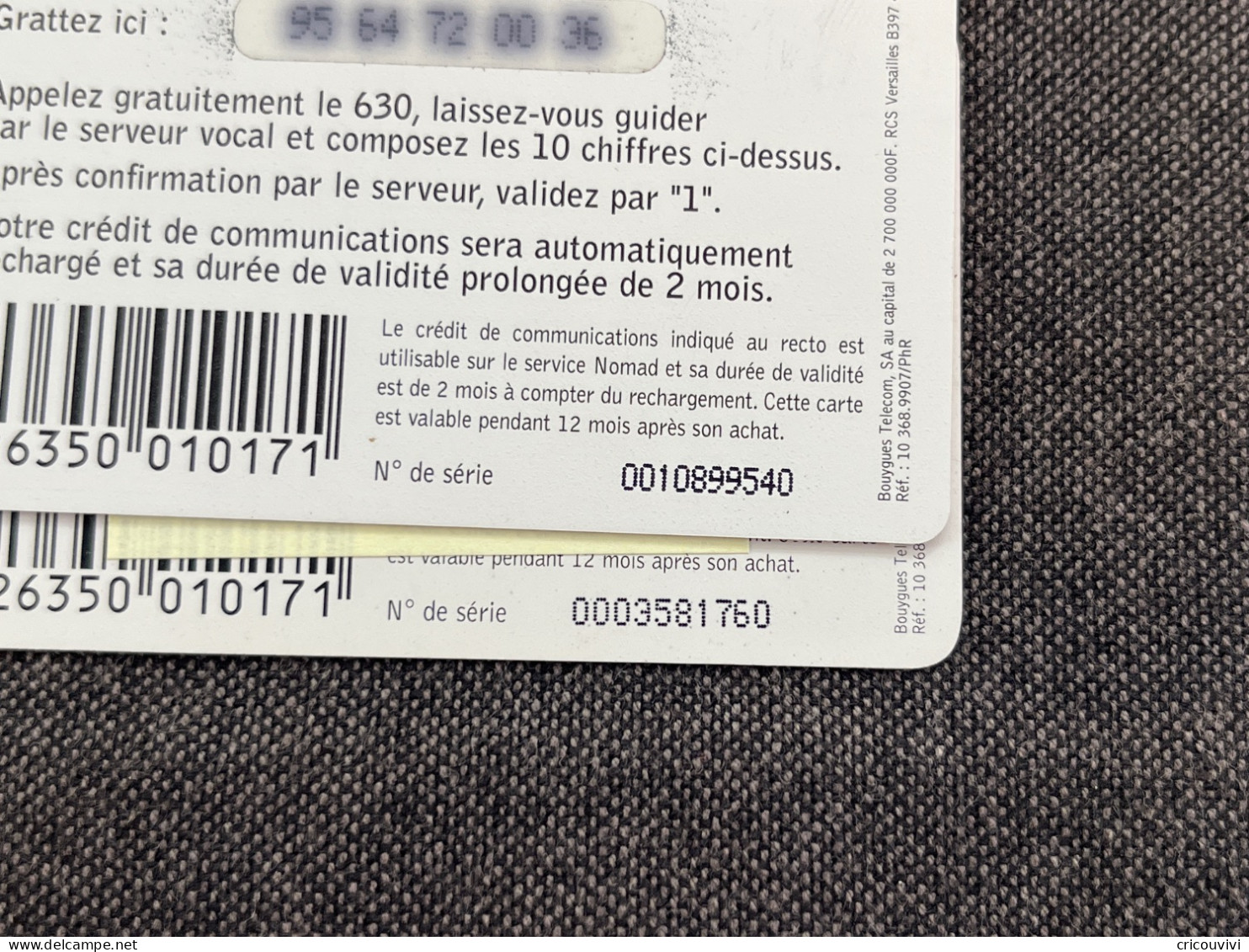 Nomad / Bouygues Pu3a - Cellphone Cards (refills)