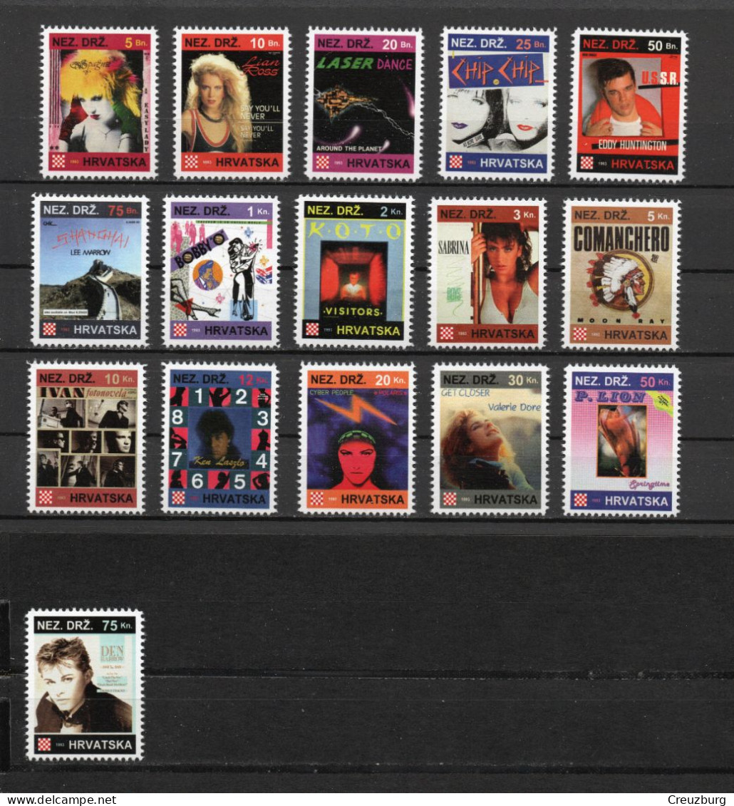 Eddy Huntington - Briefmarken Set Aus Kroatien, 16 Marken, 1993. Unabhängiger Staat Kroatien, NDH. - Croatie