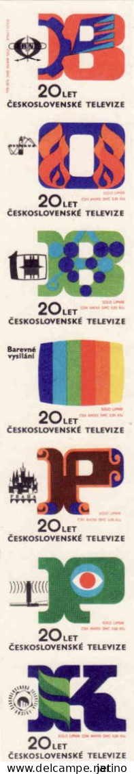 Czech Republic, 7 X Matchbox Labels, 20 Years Of Czechoslovak Television - Matchbox Labels