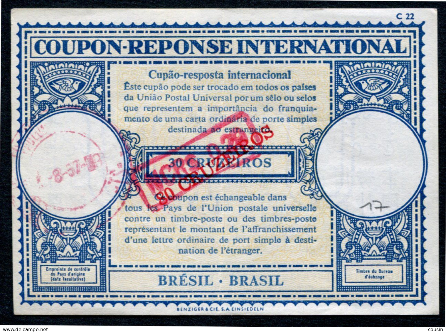 BRÉSIL  International Reply Coupon / Coupon Réponse International - Postal Stationery