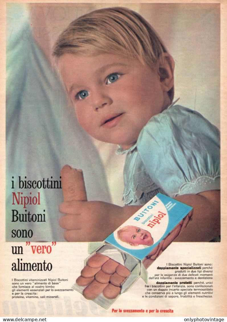 Biscottini Nipiol Buitoni, Pubblicità Epoca 1965, Vintage Advertising - Publicités