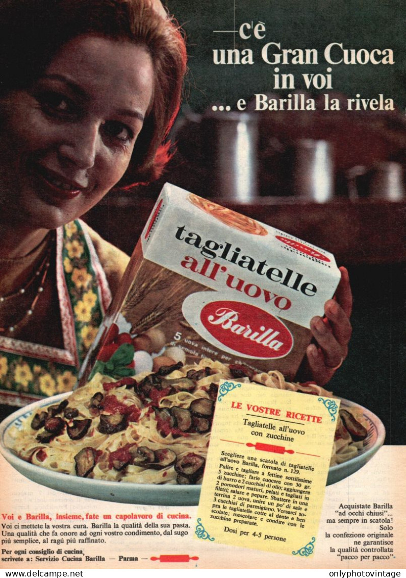 Tagliatelle All'uovo Barilla, Ricetta, Pubblicità Epoca 1965, Vintage Ad - Werbung