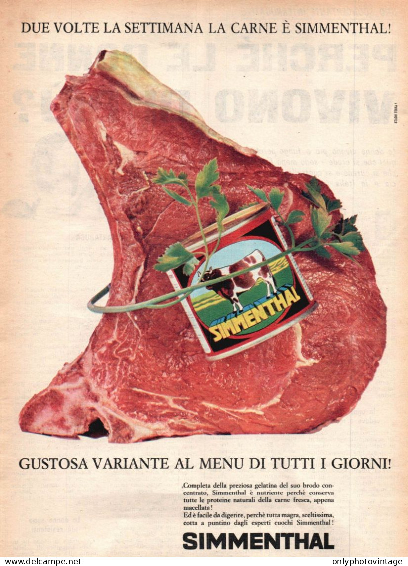 La Carne è Simmenthal, Pubblicità Epoca 1965, Vintage Advertising - Publicités