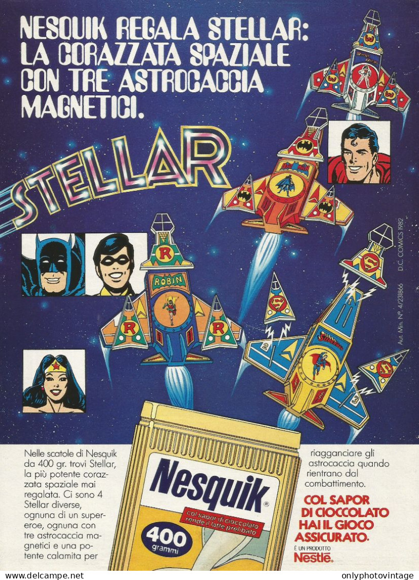 Nesquik Regala Stellar, Robin, Pubblicità Vintage 1982, 20 X 28 Cm - Werbung