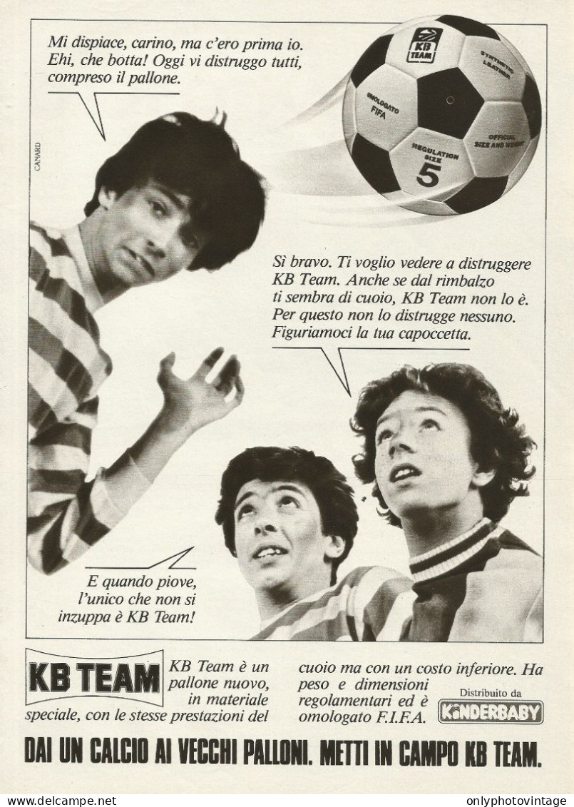 Pallone KB Team Kinderbaby, Pubblicità Vintage 1981, 20 X 28 - Werbung