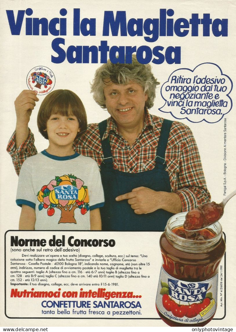 Confetture Santarosa, Maglietta, Pubblicità Vintage 1981, 20 X 28 Cm. - Werbung