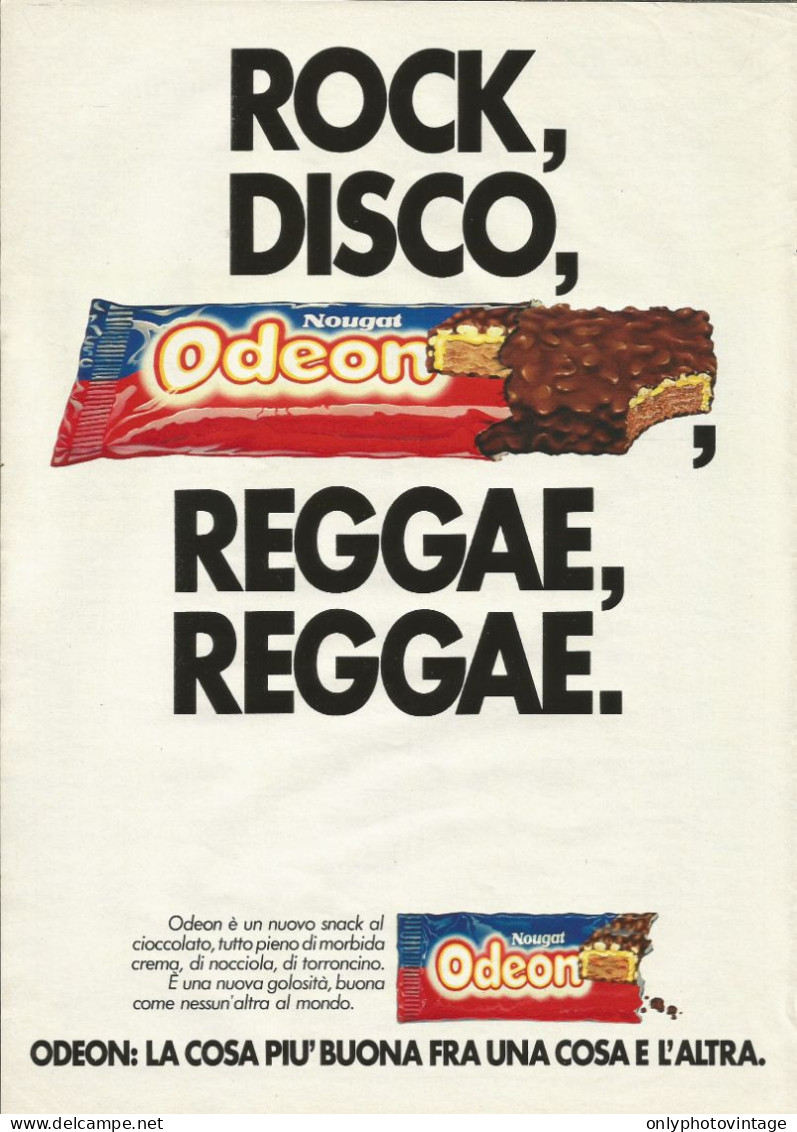 Snack Al Cioccolato Nougat Odeon, Pubblicità Vintage 1980, 20 X 28 Cm. - Werbung