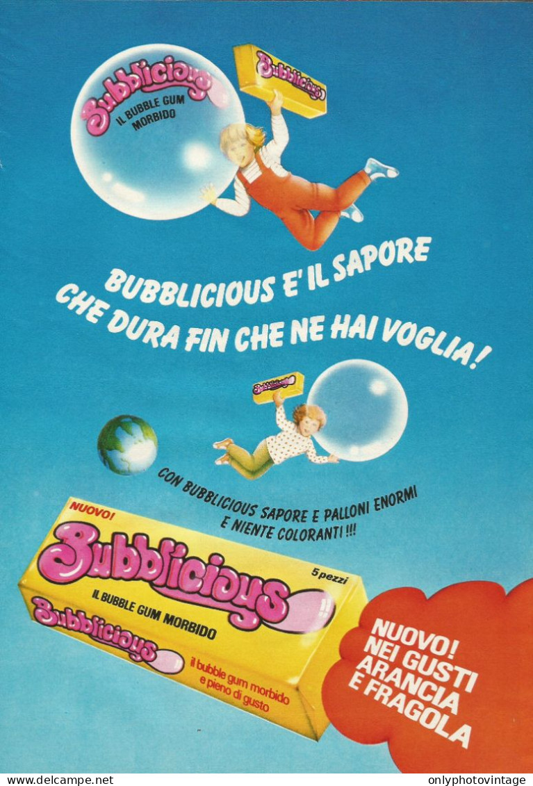 Bubblicious Bubble Gum Morbido, Pubblicità Vintage 1980, 20 X 28 Cm - Publicités