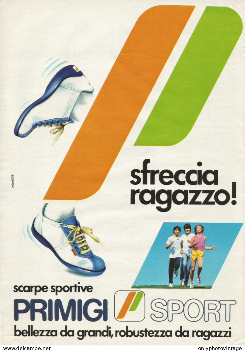 Scarpe Primigi Sport, Pubblicità Vintage 1980, 20 X 28 Cm - Publicités