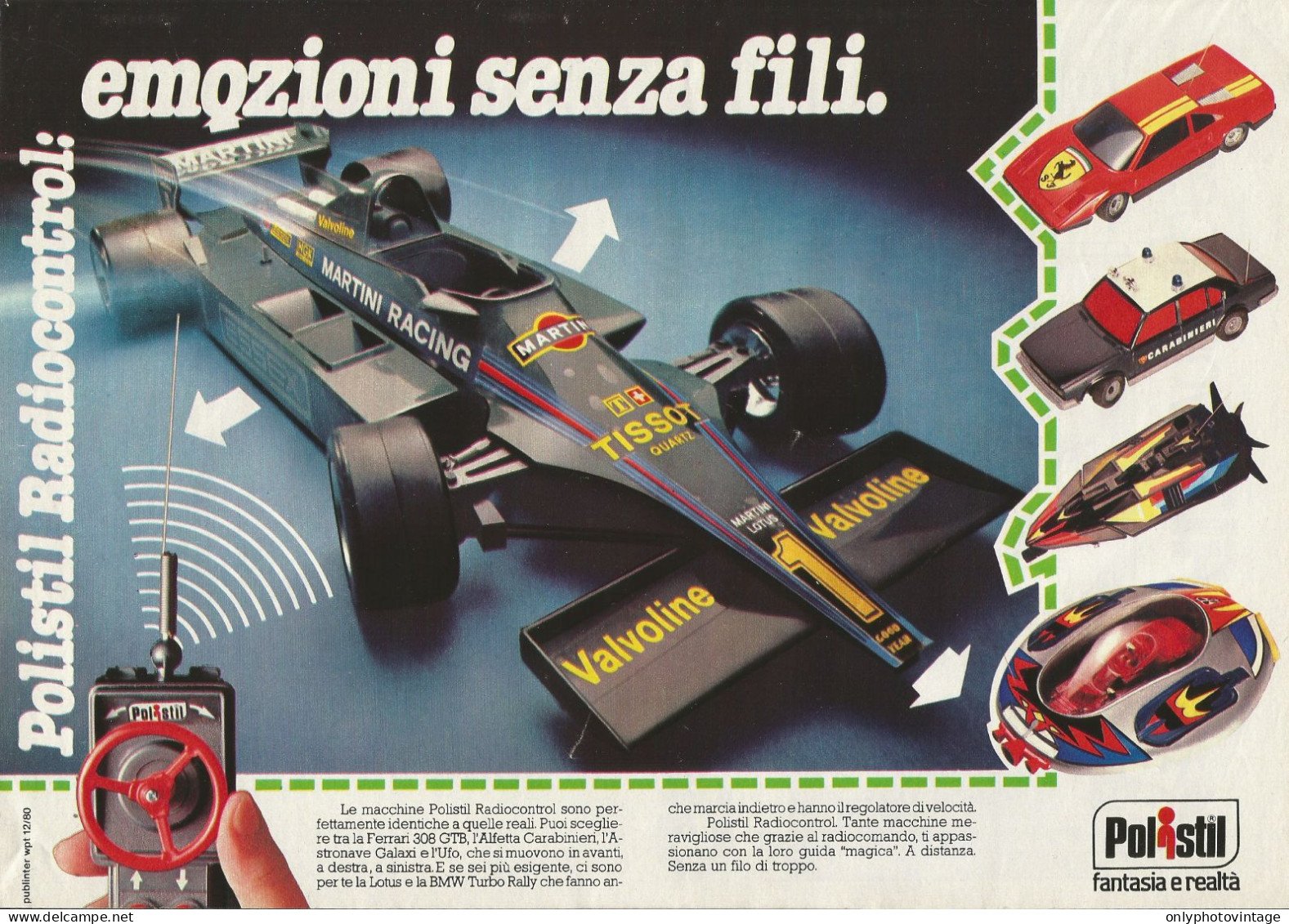 Polistil Radiocontrol, Ferrari, Pubblicità Vintage 1980, 20 X 28 - Werbung