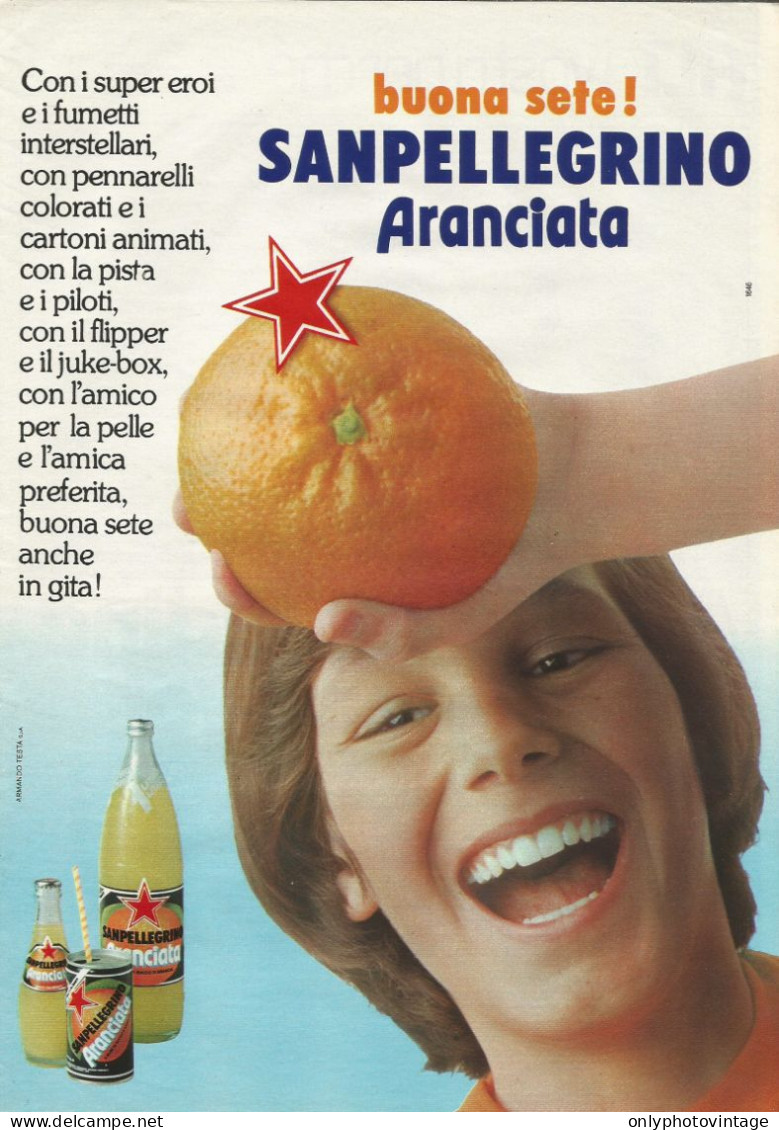 Aranciata Sanpellegrino, Pubblicità Vintage 1980, 20 X 28 Cm - Publicités