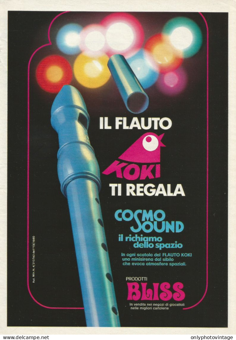 Flauto Koki, Prodotti Bliss, Pubblicità Vintage 1980, 20 X 28 Cm. - Publicités