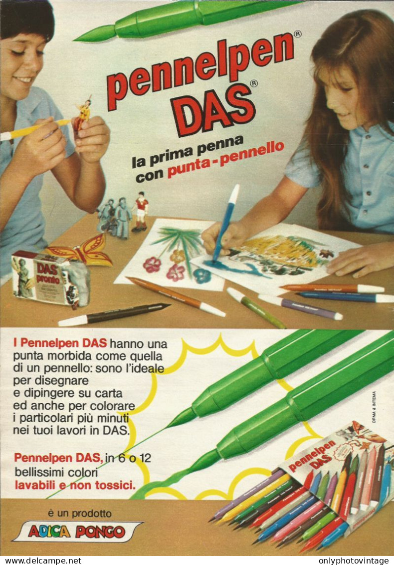 Pennelpen Das, Adica Pongo, Pubblicità Vintage 1980, 20 X 28 Cm. - Werbung