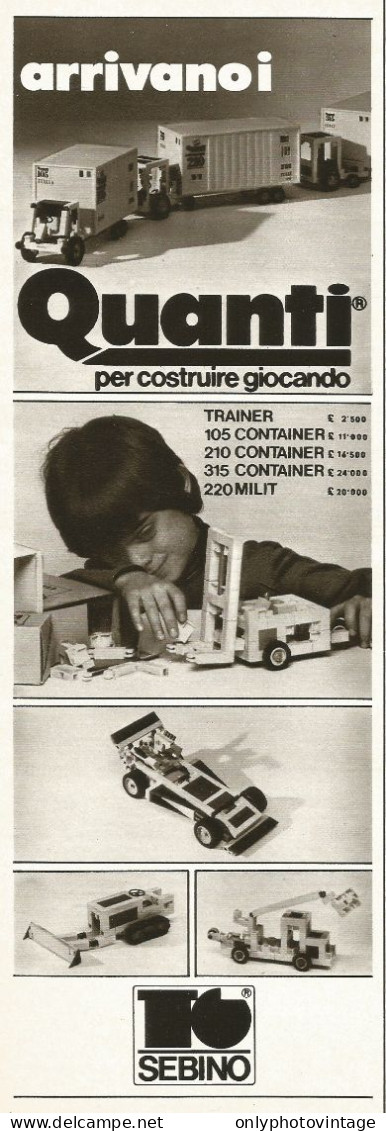 Quanti Container SEBINO, Pubblicità Vintage 1979, 9 X 28 Cm - Werbung