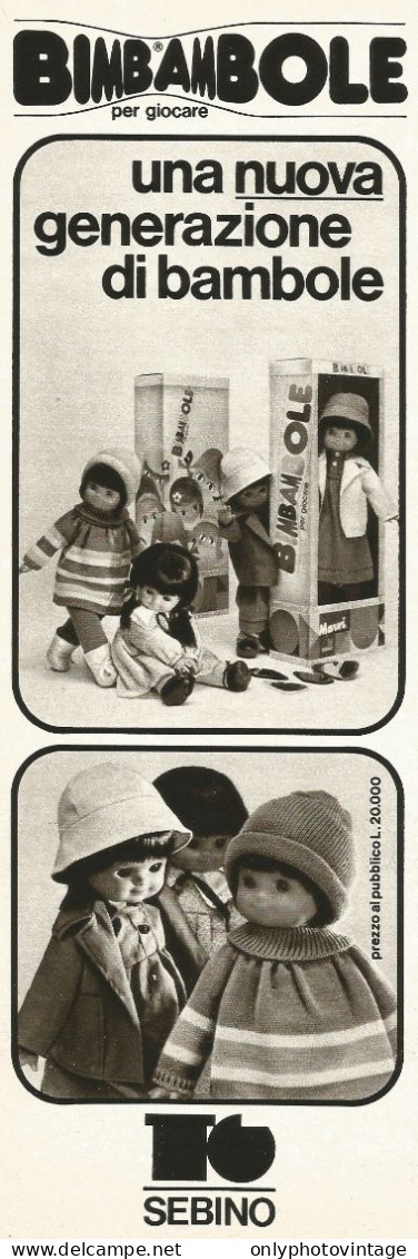 Bimbambole SEBINO, Pubblicità Vintage 1979, 9 X 28 - Publicités