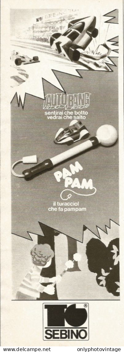 Autobang Pam Pam SEBINO, Pubblicità Vintage 1980, 9 X 28 - Publicités