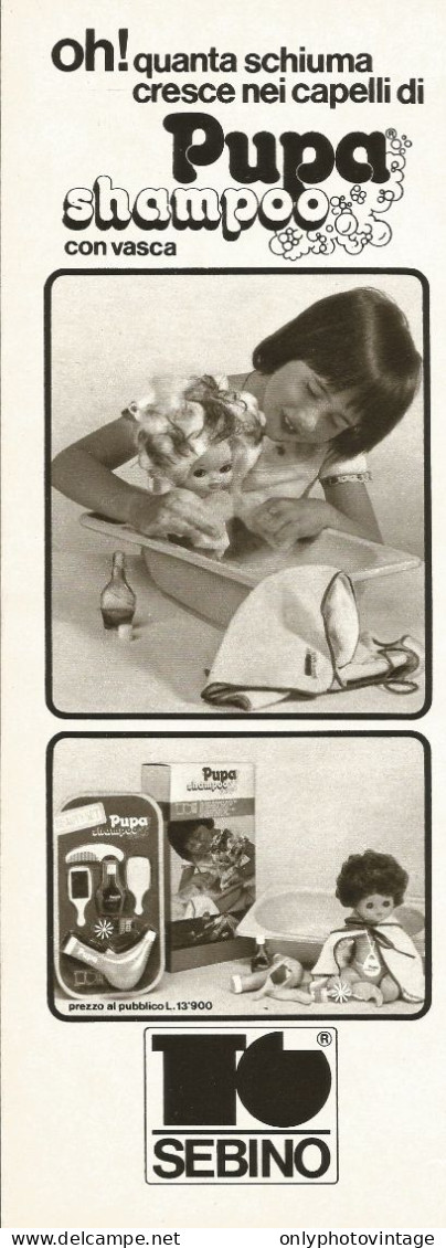 Pupa Shampo SEBINO, Pubblicità Vintage 1979, 9 X 28 - Publicités
