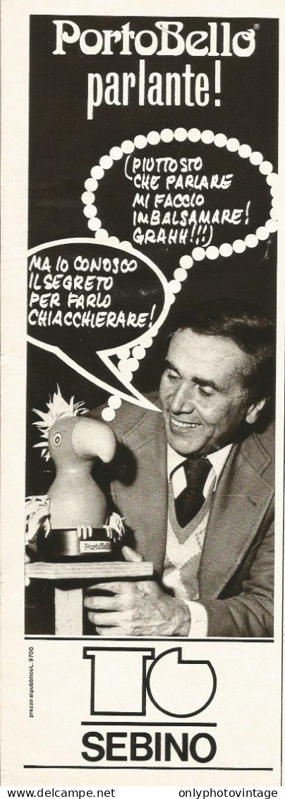 PortoBello Parlante SEBINO Enzo Tortora, Pubblicità Vintage 1979, 9 X 28 - Publicités