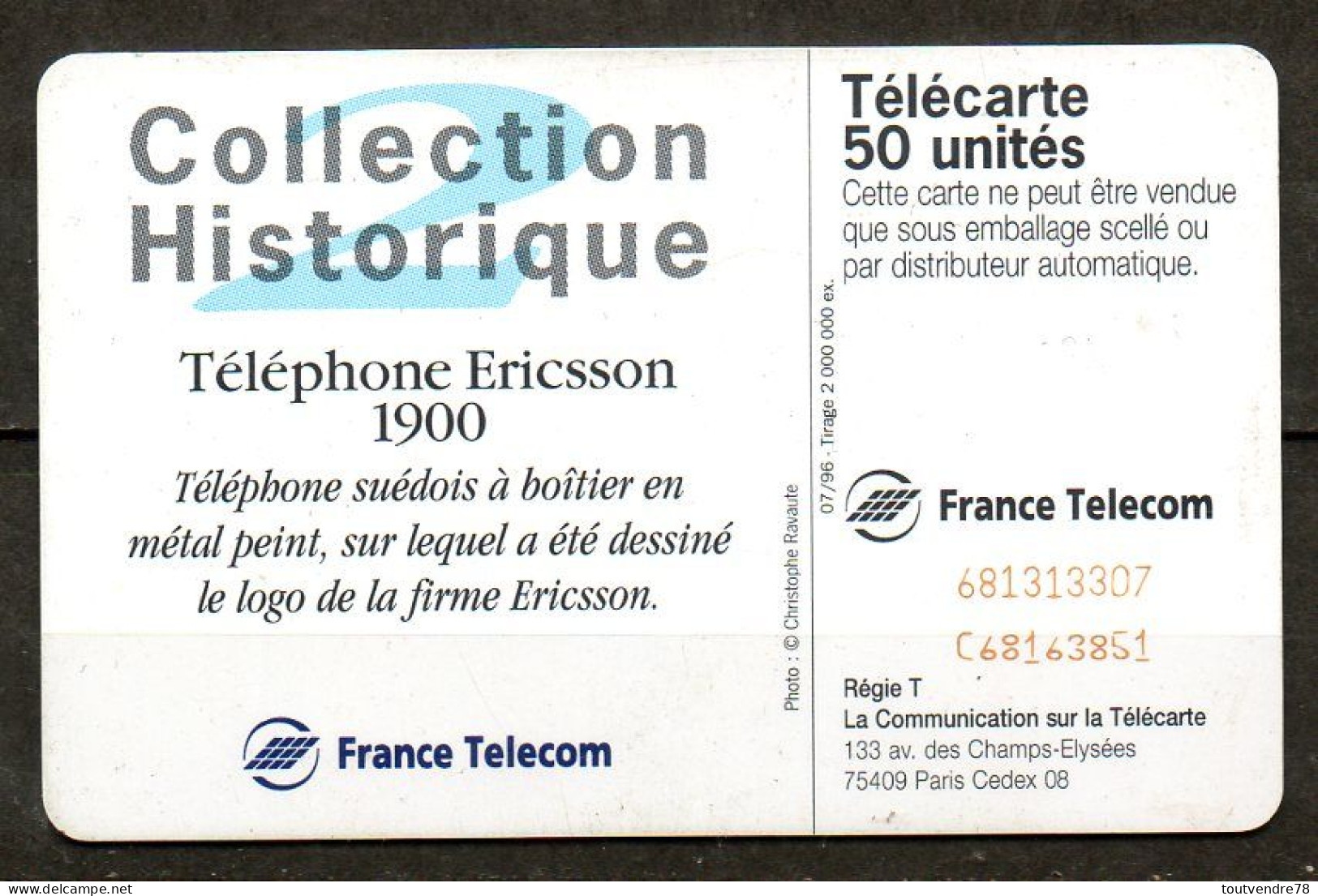C492 : France F679 V2 Téléphone ERICSSON 1900 50U-SC7 1996 - 1996