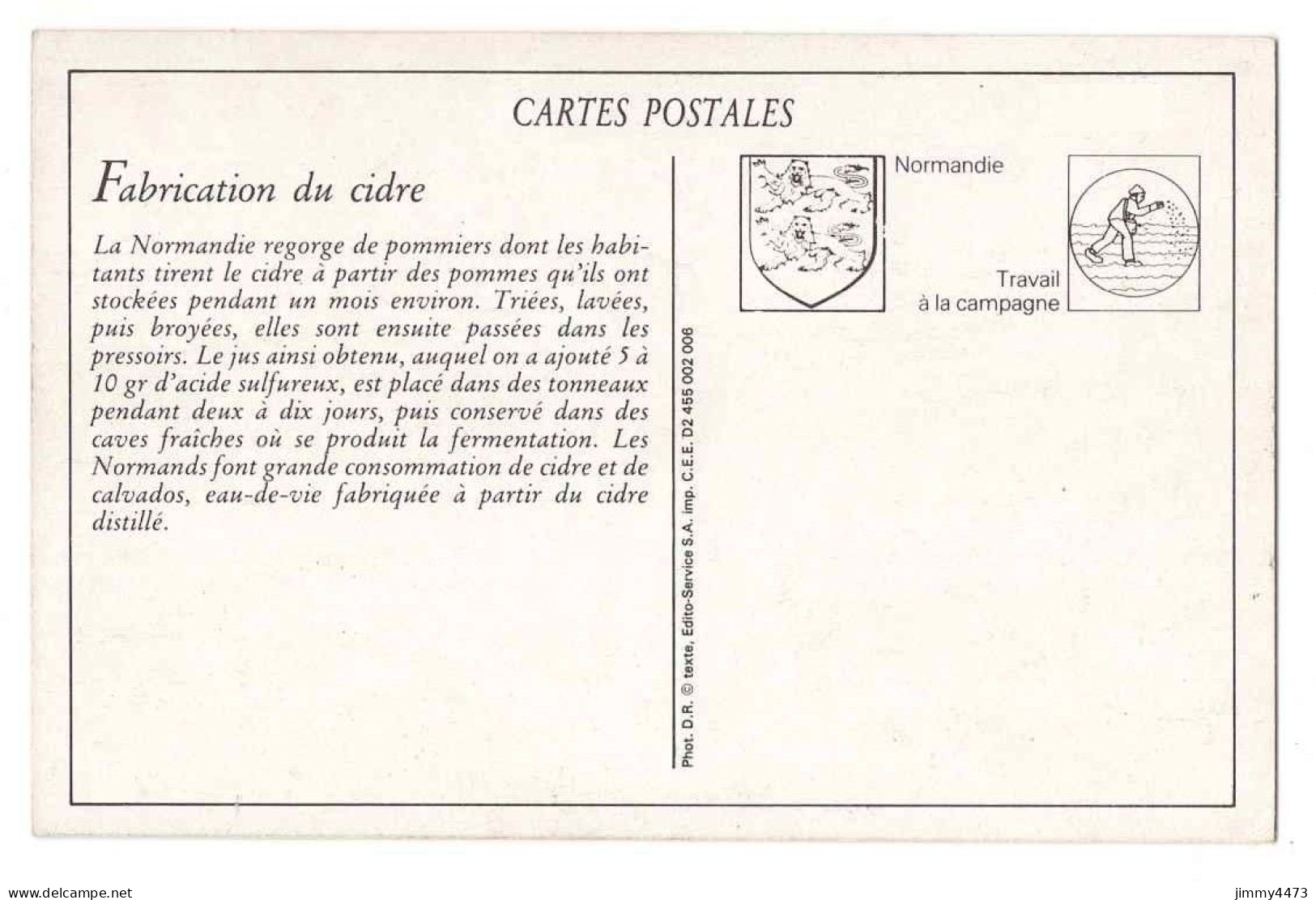 CPA (Repro) Fabrication Du Cidre ( à La Ferme, Bien Animée ) + Texte Au Dos - Phot. D.R. - Bauernhöfe