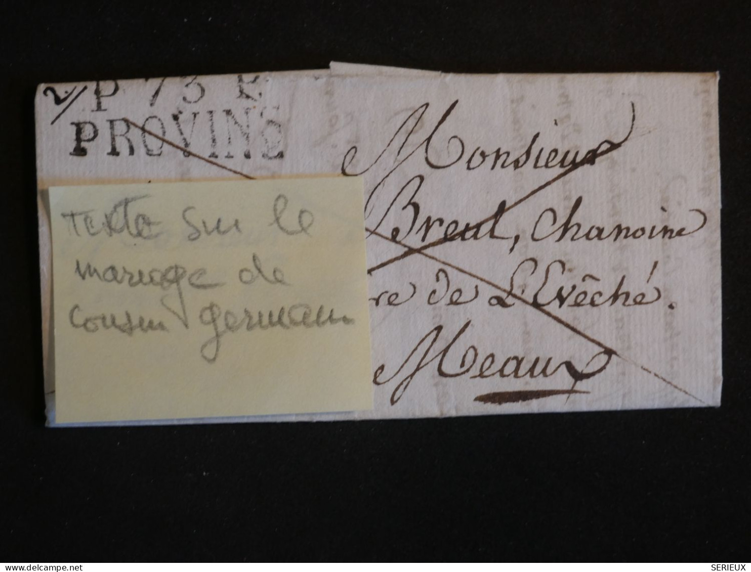 DP3  FRANCE  LETTRE  1825 PETIT BUREAU  PROVINS   A  MEAUX  +TEMOIGNAGE MARIAGE + AFF. INTERESSANT++ - 1801-1848: Vorläufer XIX