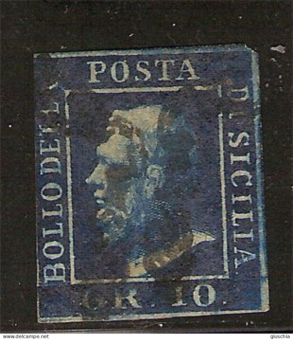 (Fb).Italia.A.Stati.Sicilia.1859.-10gr Indaco,usato (102-24) - Sicilia