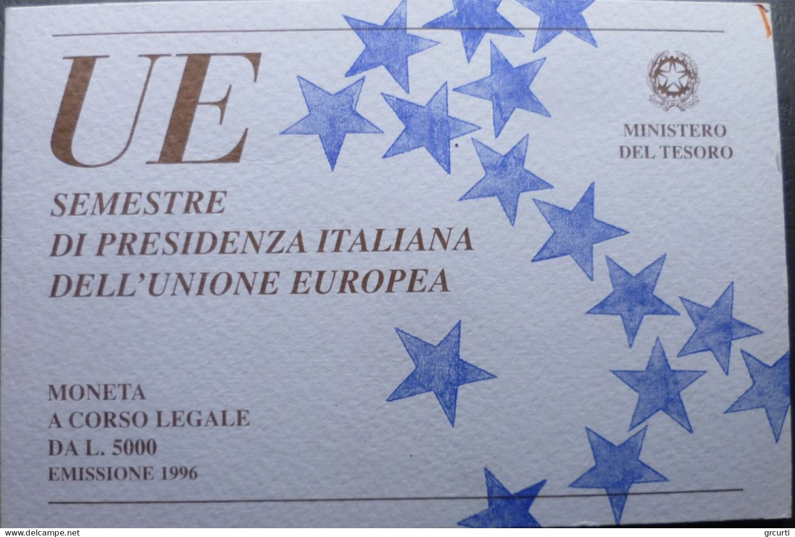 Italia - 5000 Lire 1996 - Semestre Di Presidenza Dell'Unione Europea - Gig# 468 - KM# 178 - 5 000 Lire