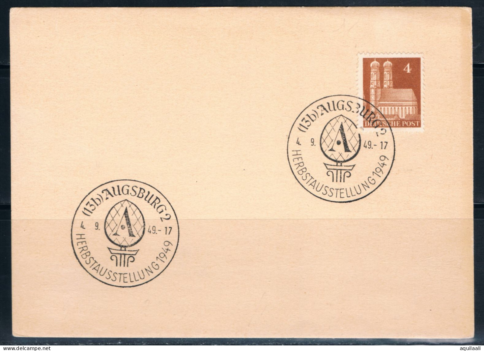 Germania Bizone1949. Annullo Speciale Mostra Autunnale Augsburg ( Baviera) - Lettres & Documents