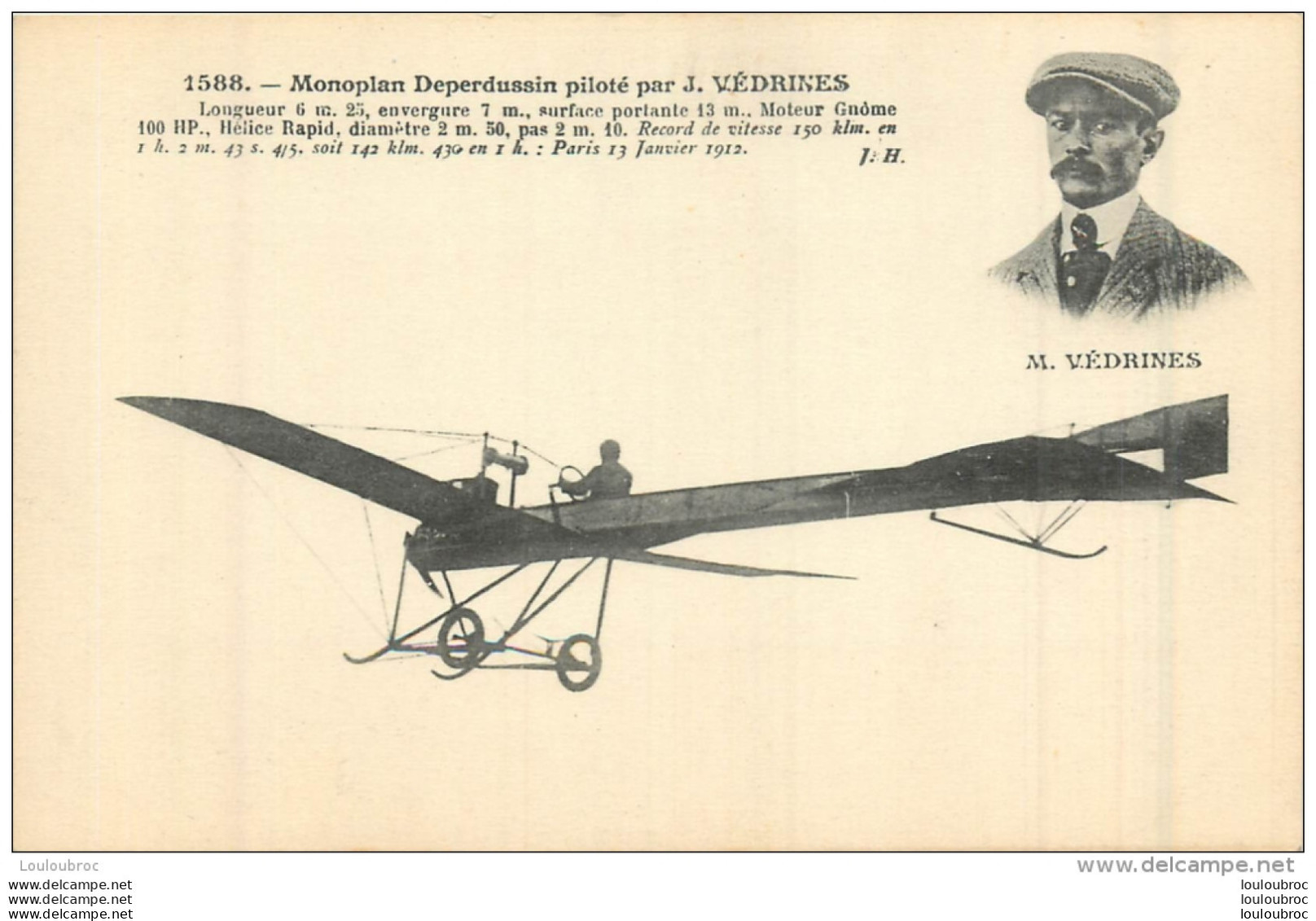 MONOPLAN DEPERDUSSIN PILOTE PAR J. VEDRINES - ....-1914: Vorläufer
