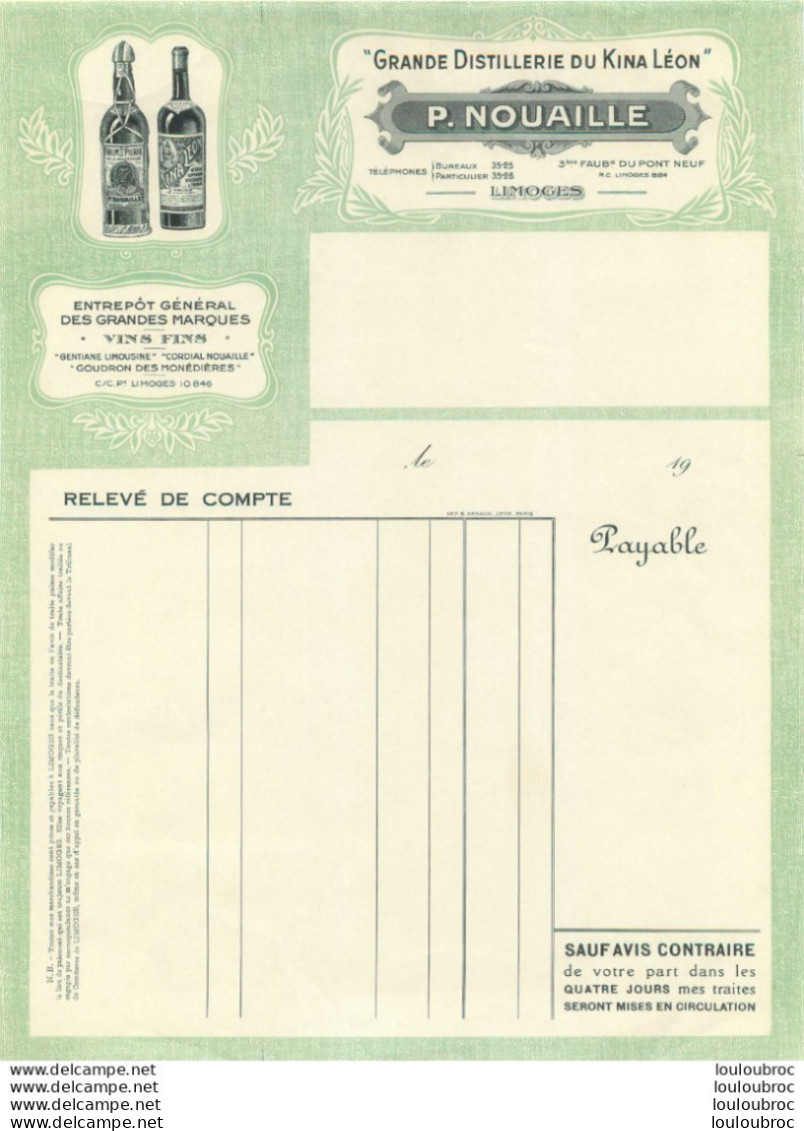LIMOGES 1942 GRANDE DISTILLERIE DU KINA LEON PIERRE NOUAILLE - 1900 – 1949