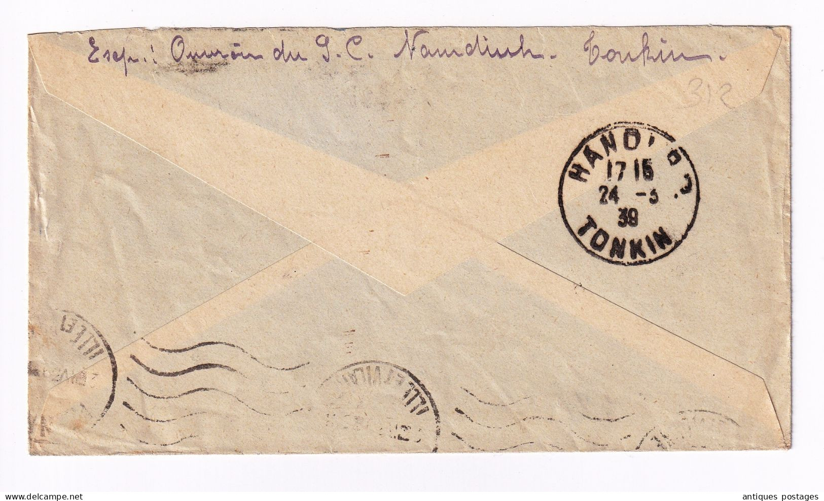 Lettre 1939 Nam Dinh Tonkin Indochine Poste Aérienne Rennes Ille Et Vilaine - Airmail