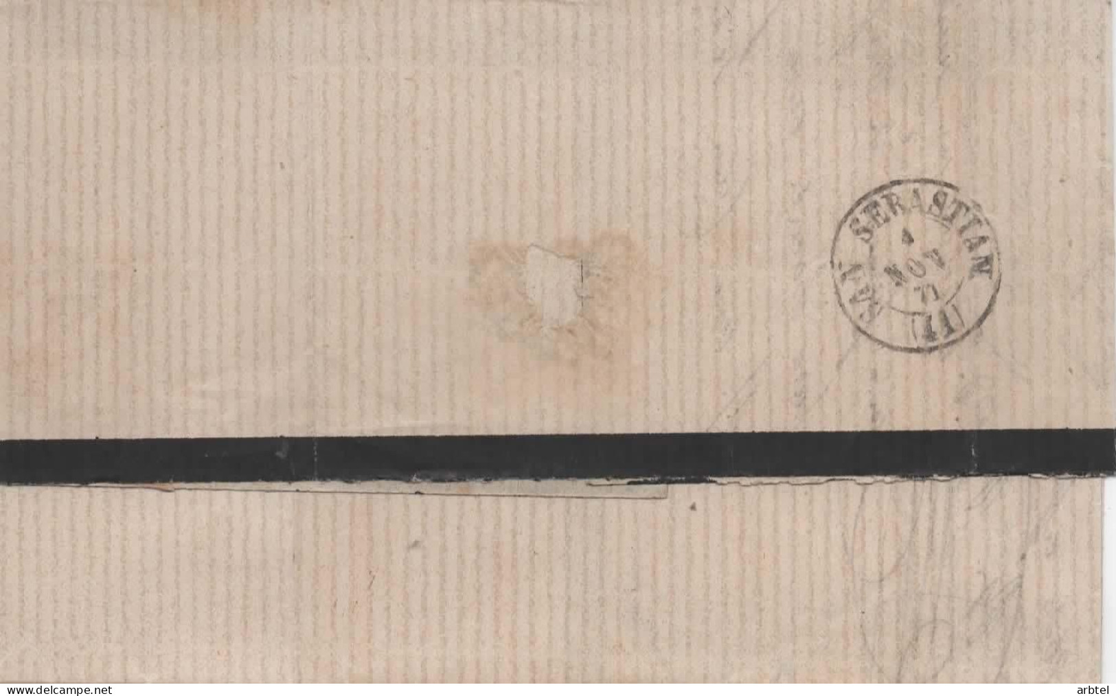VILLAFRANCA A SAN SEBASTIAN 1871 - Storia Postale