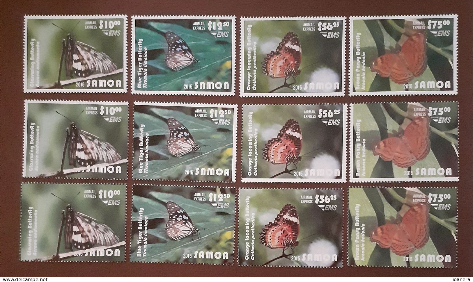 Samoa 2015 - Fauna , Butterflies , 12 Values , Complete Series , Perforated , MNH , Mi.1255-1266 - Samoa