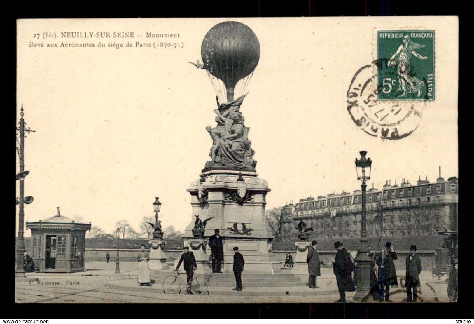 92 - NEUILLY-SUR-SEINE - MONUMENT ELEVE AUX AERONAUTES DU SIEGE DE PARIS 1870 - Neuilly Sur Seine