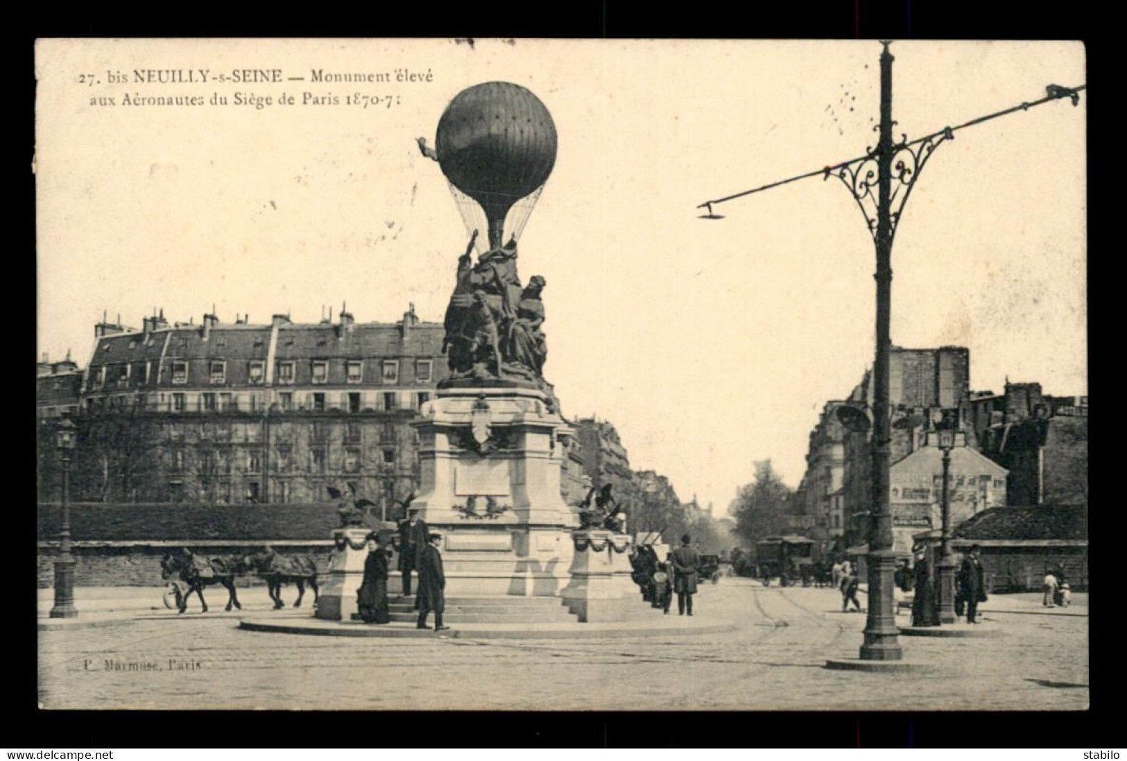 92 - NEUILLY-SUR-SEINE - MONUMENT ELEVE AUX AERONAUTES DU SIEGE DE PARIS 1870 - Neuilly Sur Seine