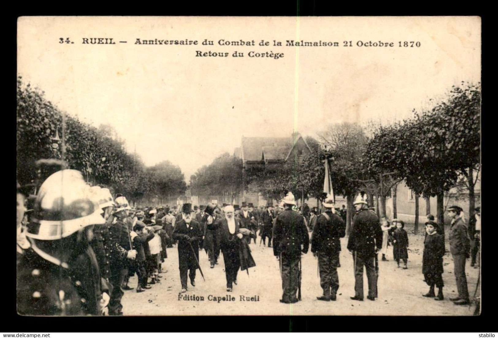 92 - RUEIL-MALMAISON - ANNIVERSAIRE DU COMBAT DE LA MALMAISON DU 21 OCT 1870 - RETOUR DU CORTEGE - GUERRE DE 1870 - Rueil Malmaison