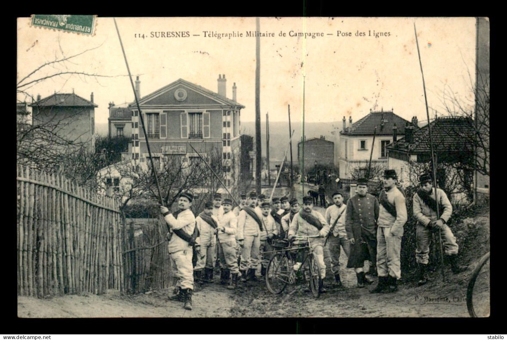 92 - SURESNES - TELEGRAPHIE MILITAIRE DE CAMPAGNE - POSE DES LIGNES - MILITARIA - Suresnes