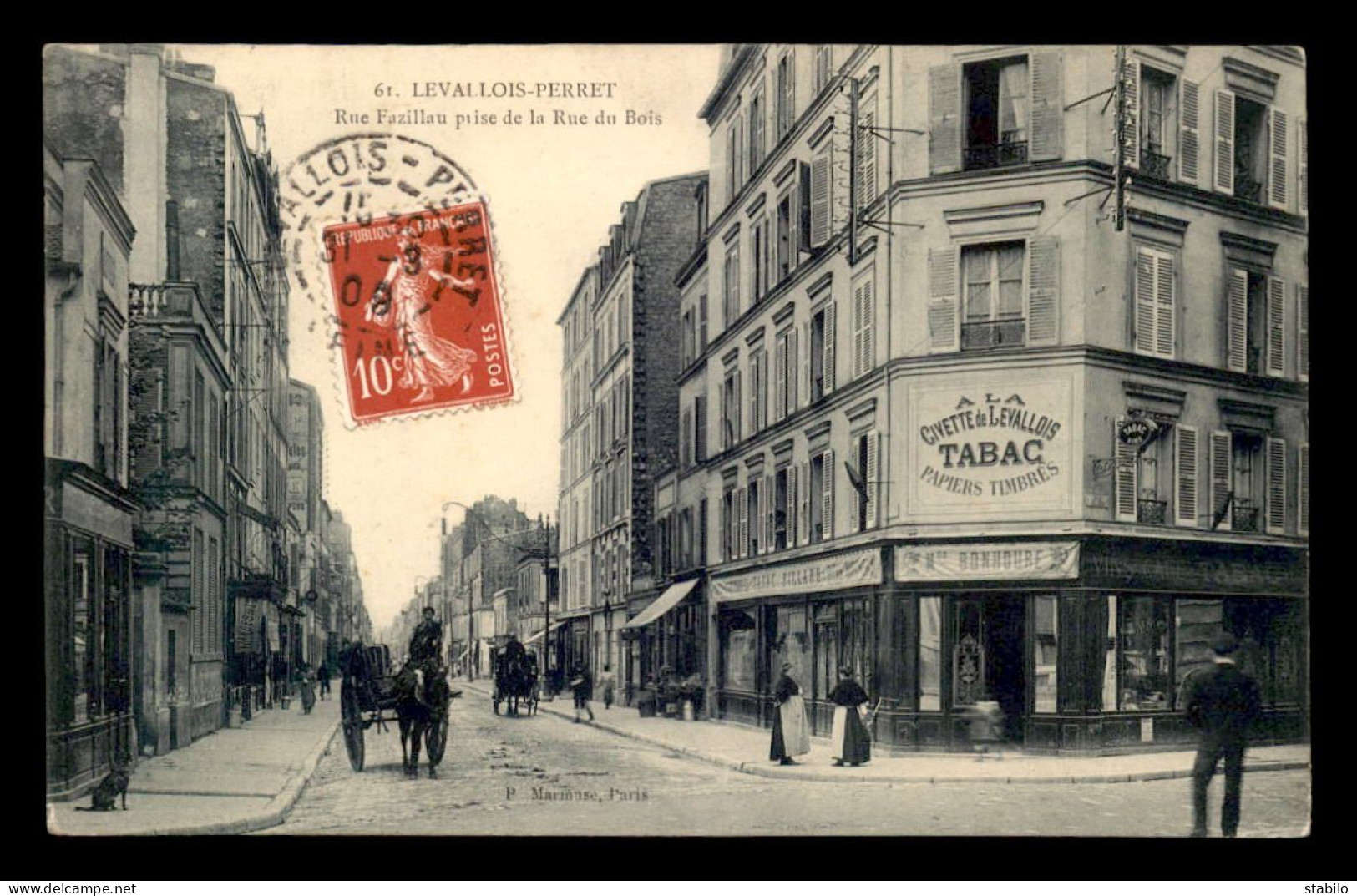 92 - LEVALLOIS-PERRET - RUE FAZILLAU PRISE DE LA RUE DU BOIS - TABAC A LA CIVETTE DE LEVALLOIS - Levallois Perret