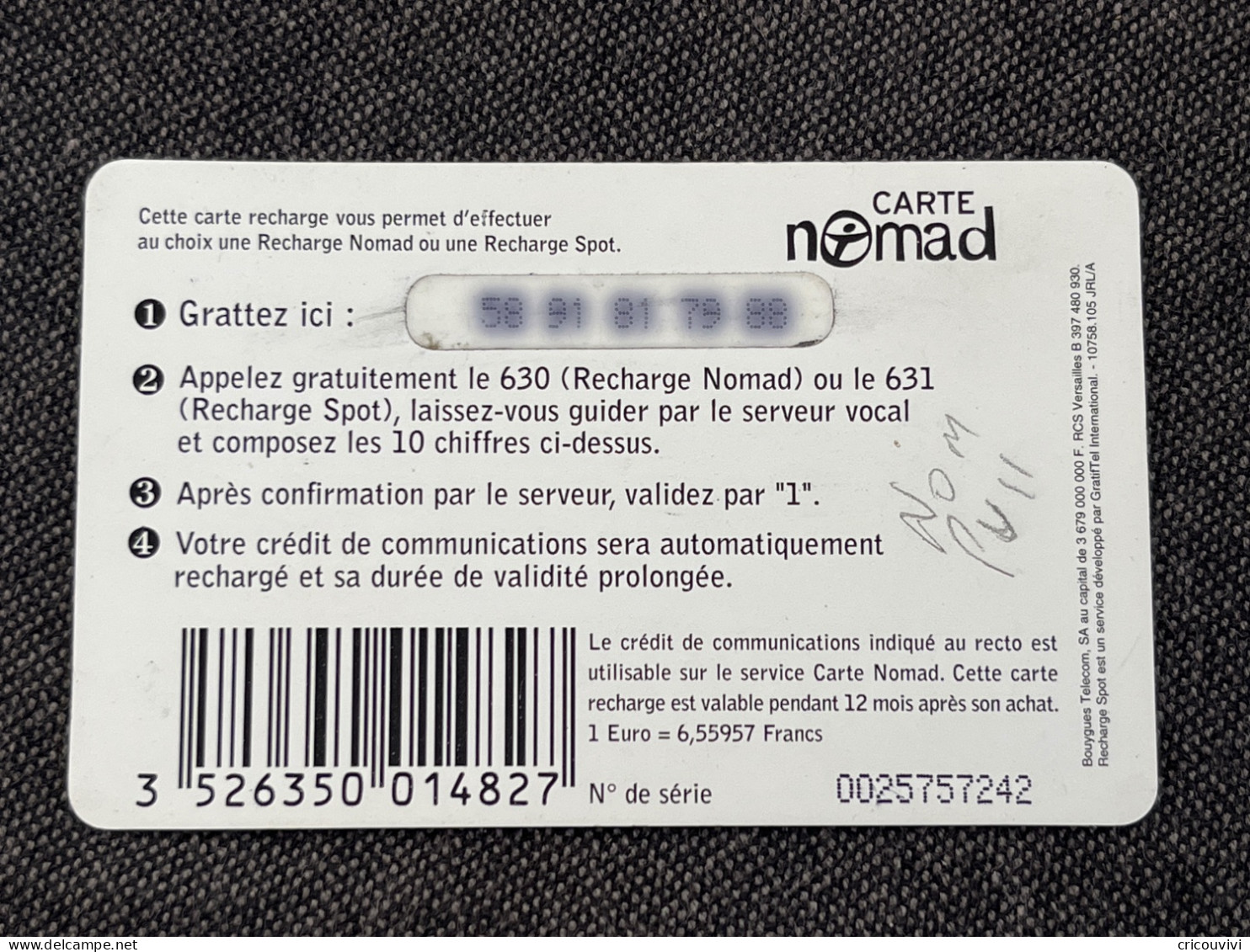 Nomad / Bouygues Nom Pu11 - Nachladekarten (Refill)